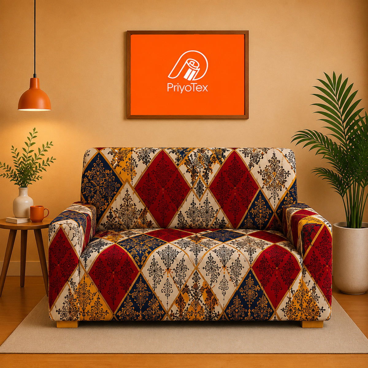 Traditional Royal Color Printed China Sofa Cover 2+2+1
