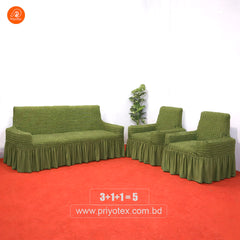 Original Turkish Fabric Sofa Cover Set Olive Color