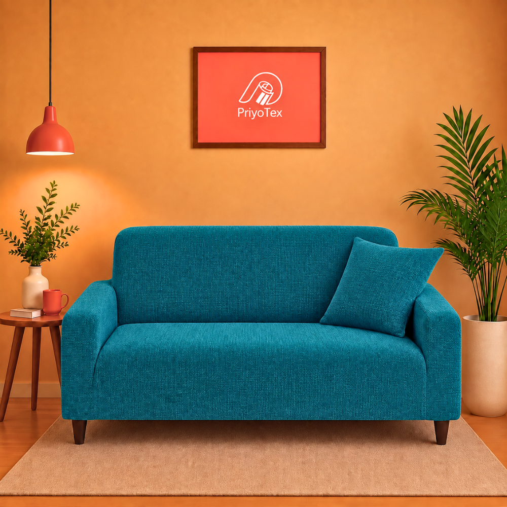 Sea Green Color Honeycomb Sofa Cover
