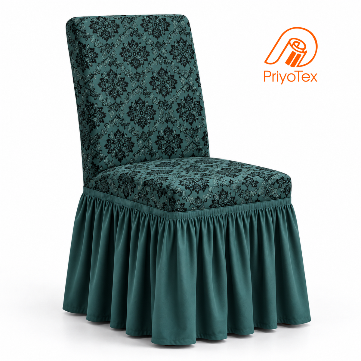 Teal Blue Color Jacquard Chair Cover