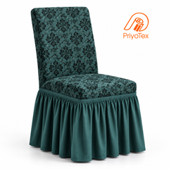 Teal Blue Color Jacquard Chair Cover