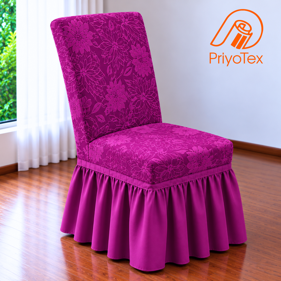 Violet Color Floral Fujian Chair Cover