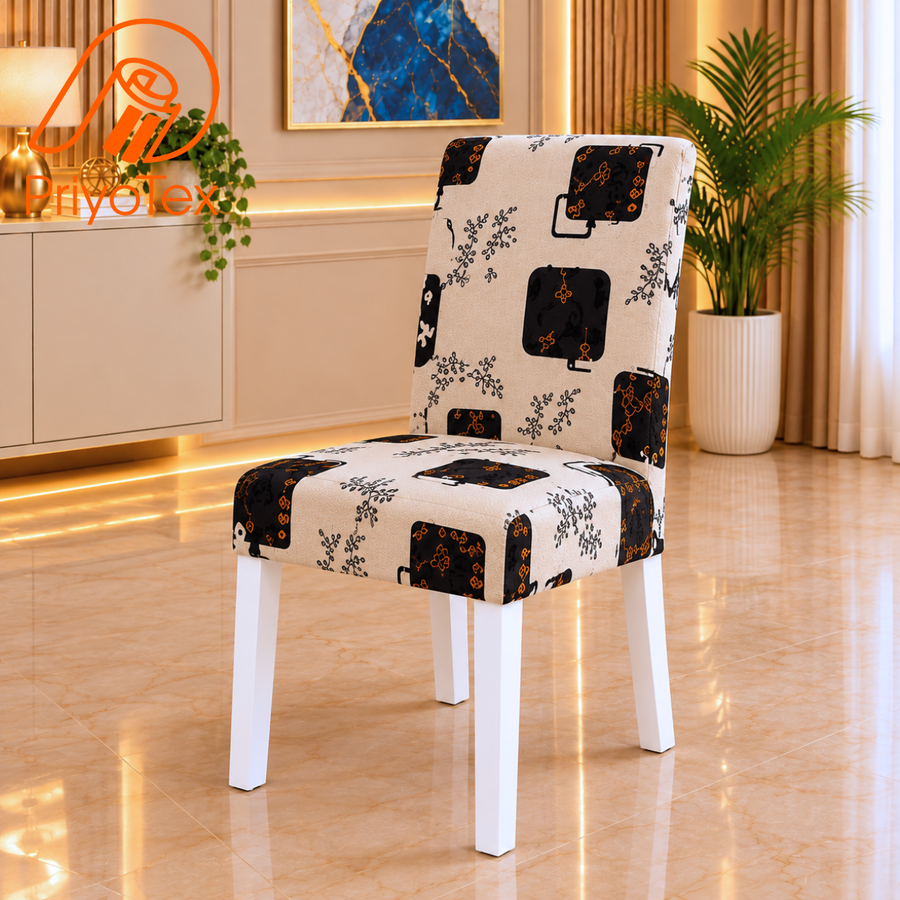 White Color China Print Chair Cover