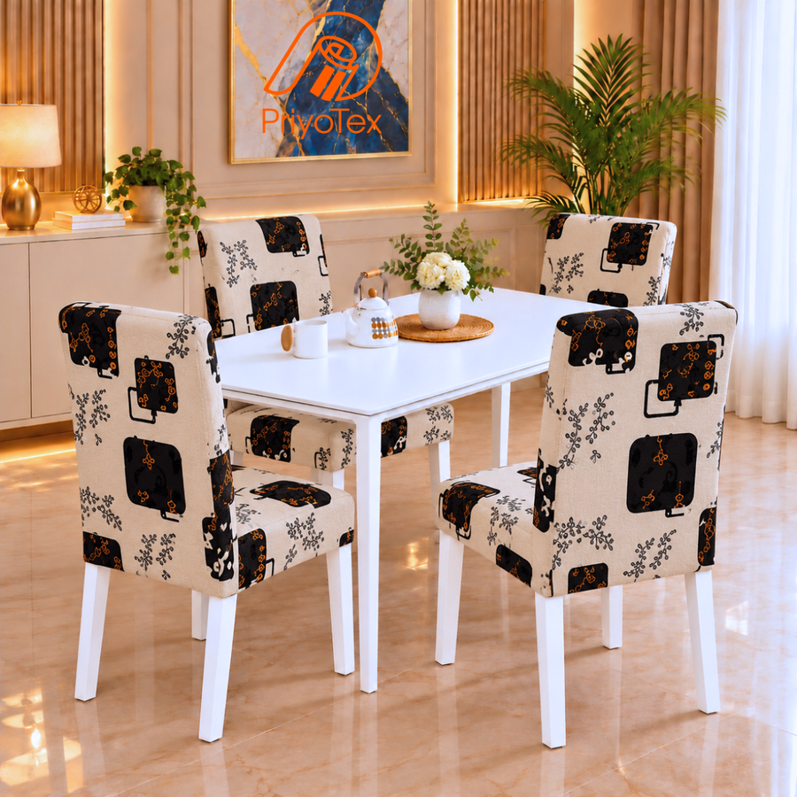 White Color China Print Chair Cover