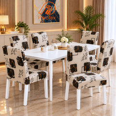 White Color China Print Chair Cover