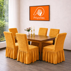 PriyoTex Premium Turkey Style Chair Cover – Set of 6 (Golden)