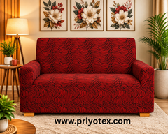 Red Banglalink Fabric Jacquard Sofa Cover